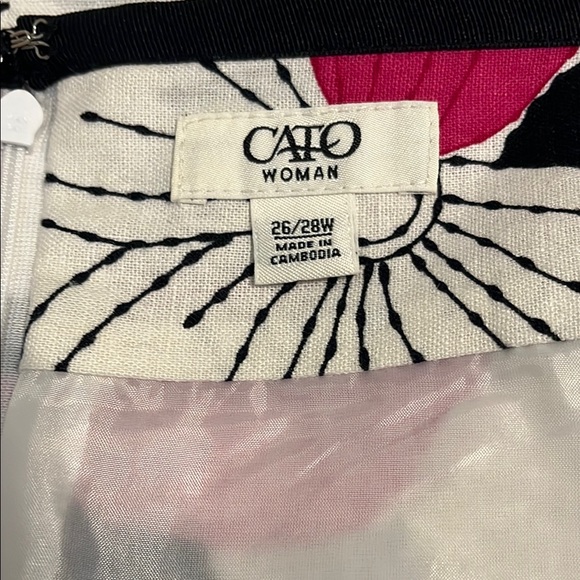 Womens Floral Print Skirt-Black, White, Pink. Pleats and Ribbon on Waist Sz 26W - Picture 10 of 12